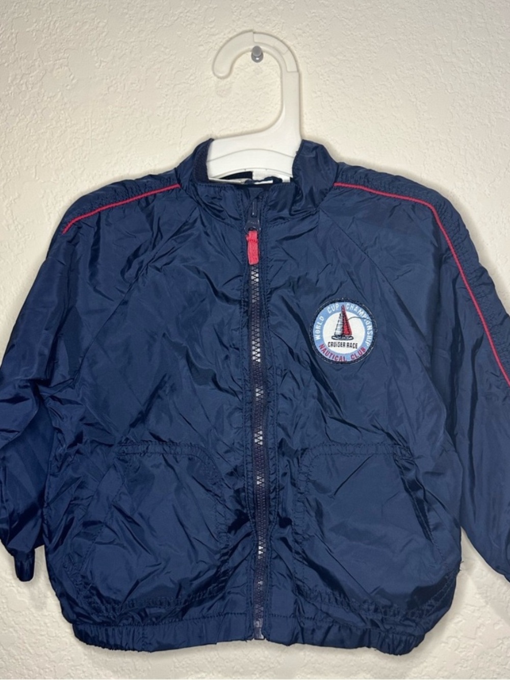 Y2K Koala Kids Navy Nautical/ Sail boat Windbreaker Jacket  with Sail Patch 18 M